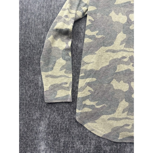 Bombom Henley Top Womens Medium Gray Camouflage Stretch Outdoor Made In The USA - Picture 2 of 14